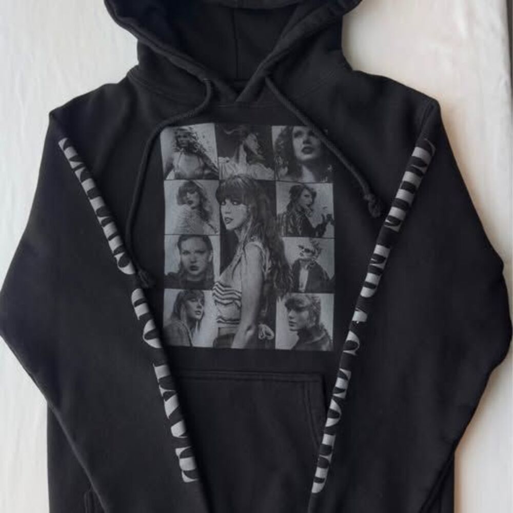 Taylor Swift The Eras Tour Black Hoodie Sweatshirt Size Small US Dates